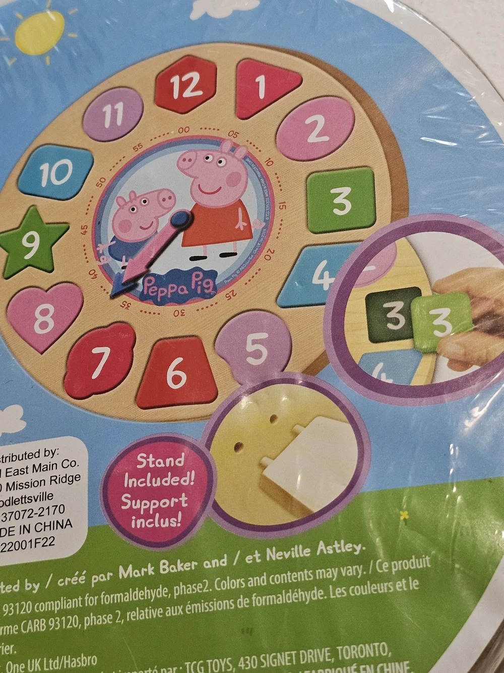 Peppa Pig Kids Wooden Shape Sorter Clock - Multicolor